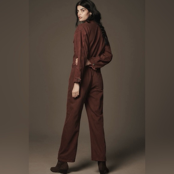 NWT Ética Larsen Utility Jumpsuit in broken heart red wine - L - Picture 2 of 12